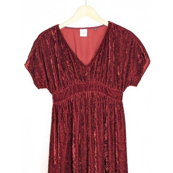 Cabi Crushed Velvet Burgundy Grace Tribute Dress Sz XS Empire Waist Whimsygoth - Picture 4 of 9